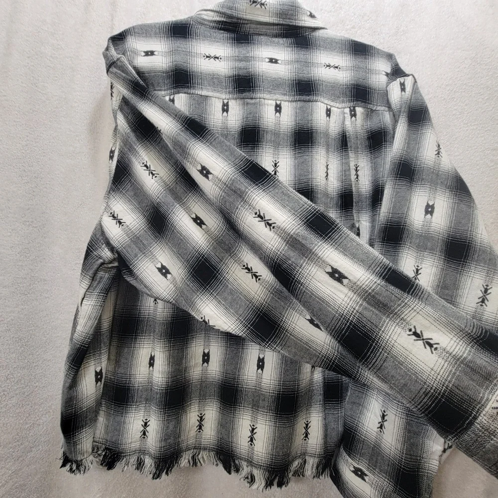 NWT $79 Lucky Brand Raw Edge Plaid Cropped Western Button-Down Cotton Flannel XL - Picture 11 of 11